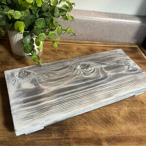 Rustic Wood Riser Stand Centerpiece Display Handmade Torched Whitewash